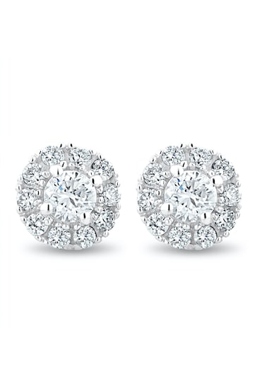 The Diamond Store 9k White Gold Halo Lab Diamond Earrings 0.50ct H/Si Set