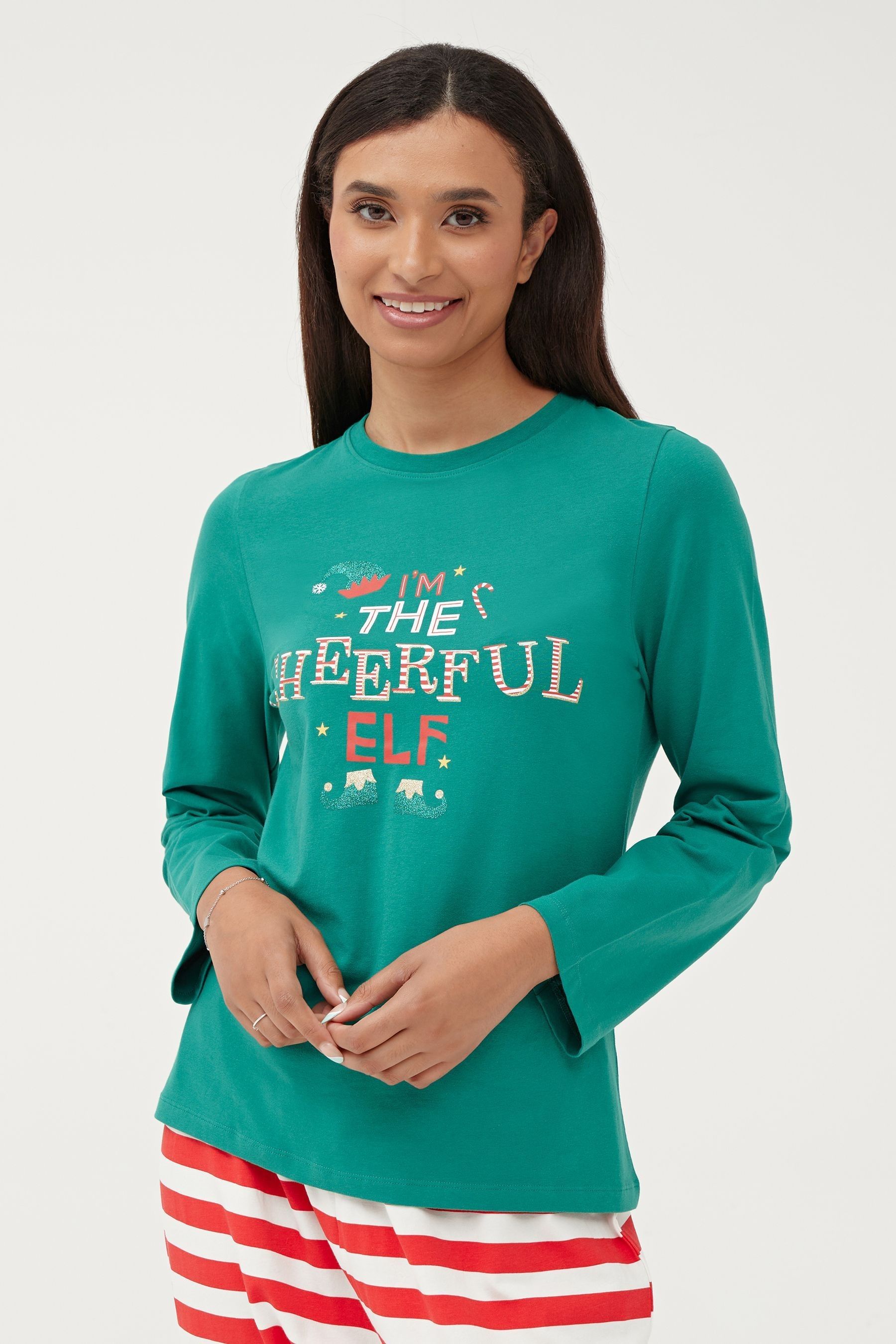 Matching elf sales christmas pyjamas