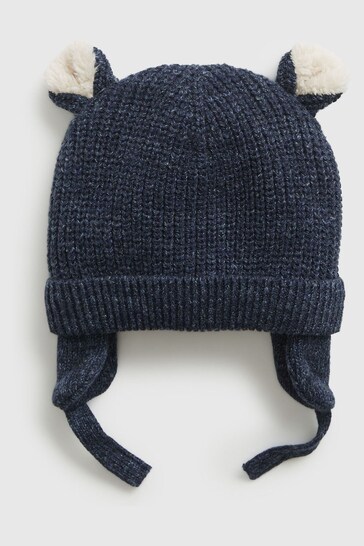 Gap Blue Sherpa Lined Bear Baby Beanie Hat