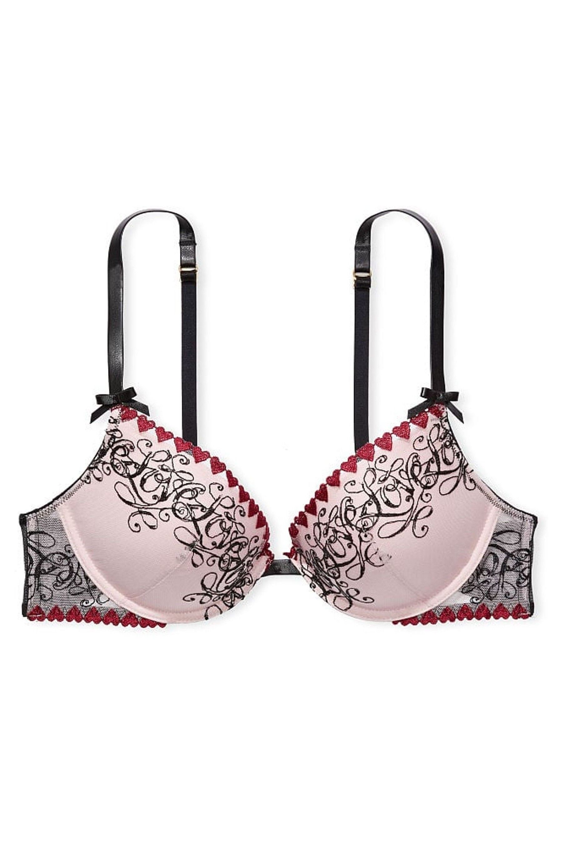 Victoria s Secret Dollhouse Pink Embroidery Push Up Bra