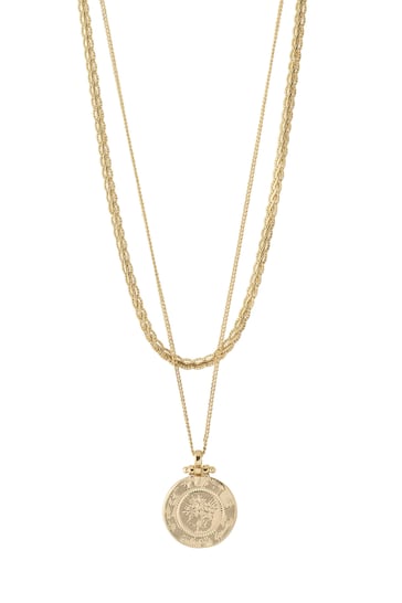 PILGRIM Gold Nomad 2 in 1 Coin and Rope Chain Necklace