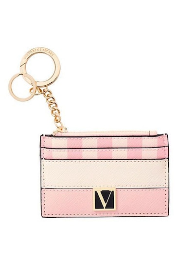 Victoria's Secret Pink Iconic Stripe Card Case Keyring