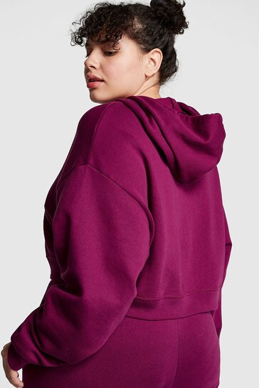 Victoria's Secret PINK Vivid Magenta Pink Fleece Cropped Hoodie