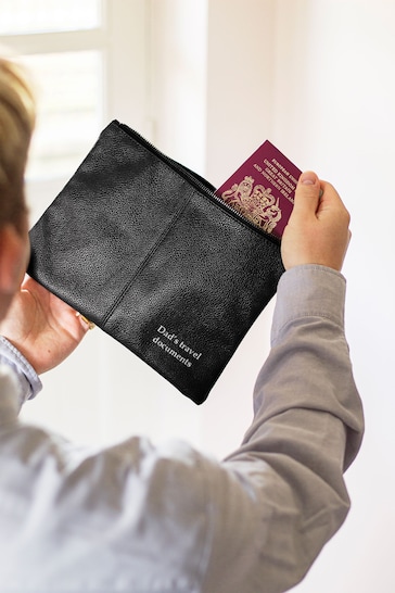 Personalised Black Nuhide Travel Pouch by Jonny's Sister