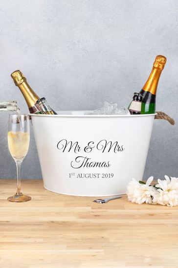 Personalised White Wedding Wine Cooler by Jonny's Sister