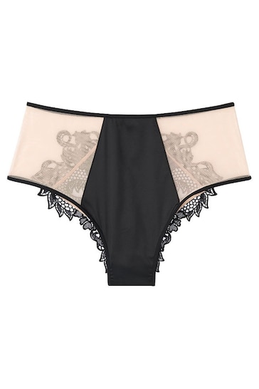 Victoria's Secret Black with New Nude Dragon Lace Highwaist Cheeky Knickers