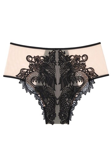 Victoria's Secret Black with New Nude Dragon Lace Highwaist Cheeky Knickers