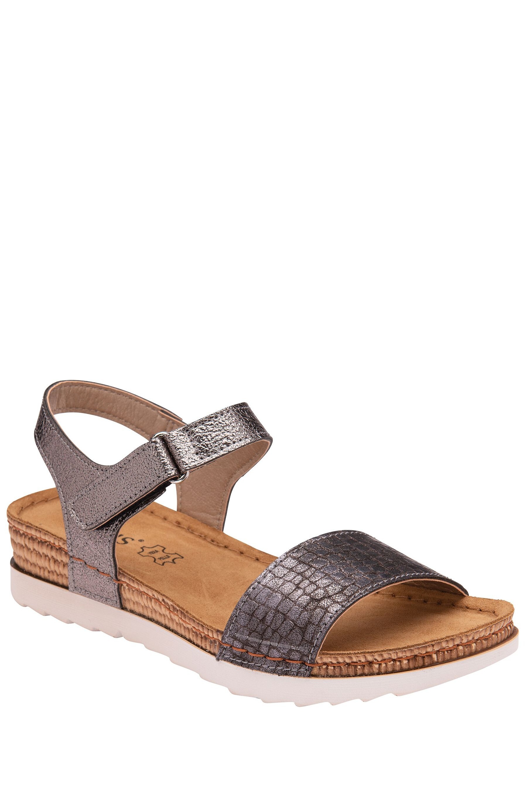 Buy Lotus Footwear Grey Touch Close OpenToe Ankle Strap Sandals
