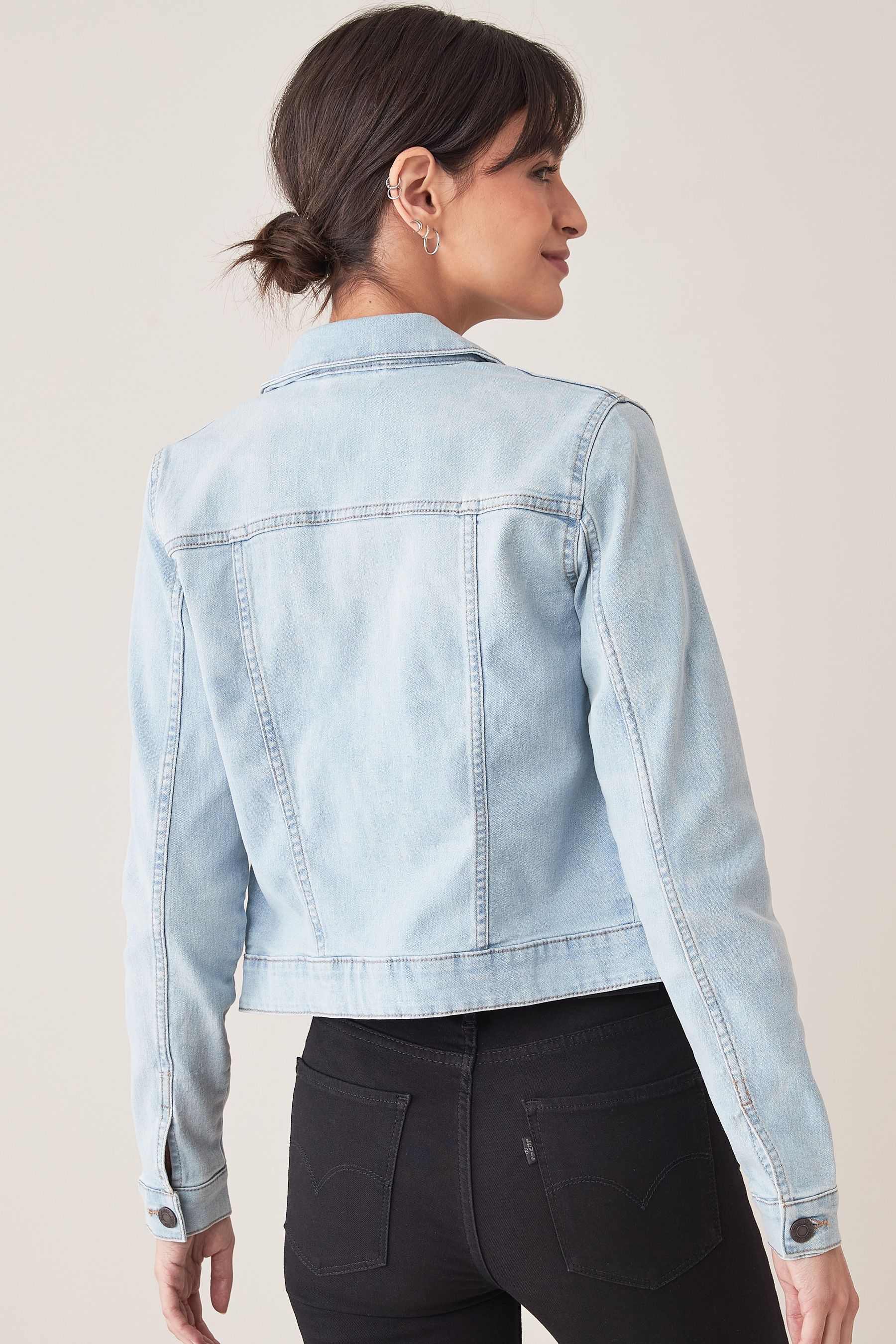 Fitted denim cheap jacket women