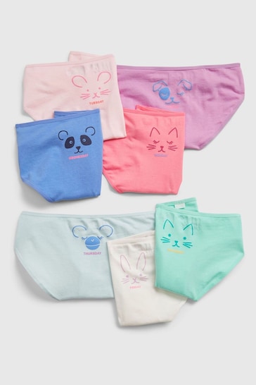 Gap Pink/Blue Animal Graphic Cotton 7 Pack Bikini Briefs