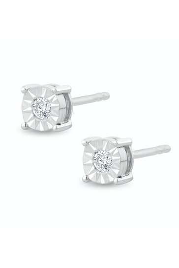 The Diamond Store 925 Silver Lab Diamond Stud Earrings 5mm 0.10ct H/Si