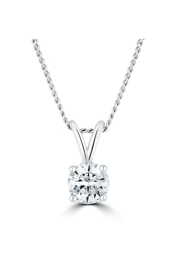 The Diamond Store 9K White Gold Lab Diamond Solitaire Necklace Pendant 0.25ct H/Si