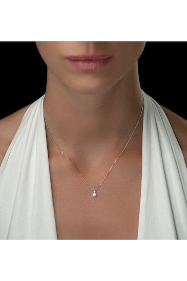 The Diamond Store 9K White Gold Lab Diamond Solitaire Necklace Pendant 0.25ct H/Si