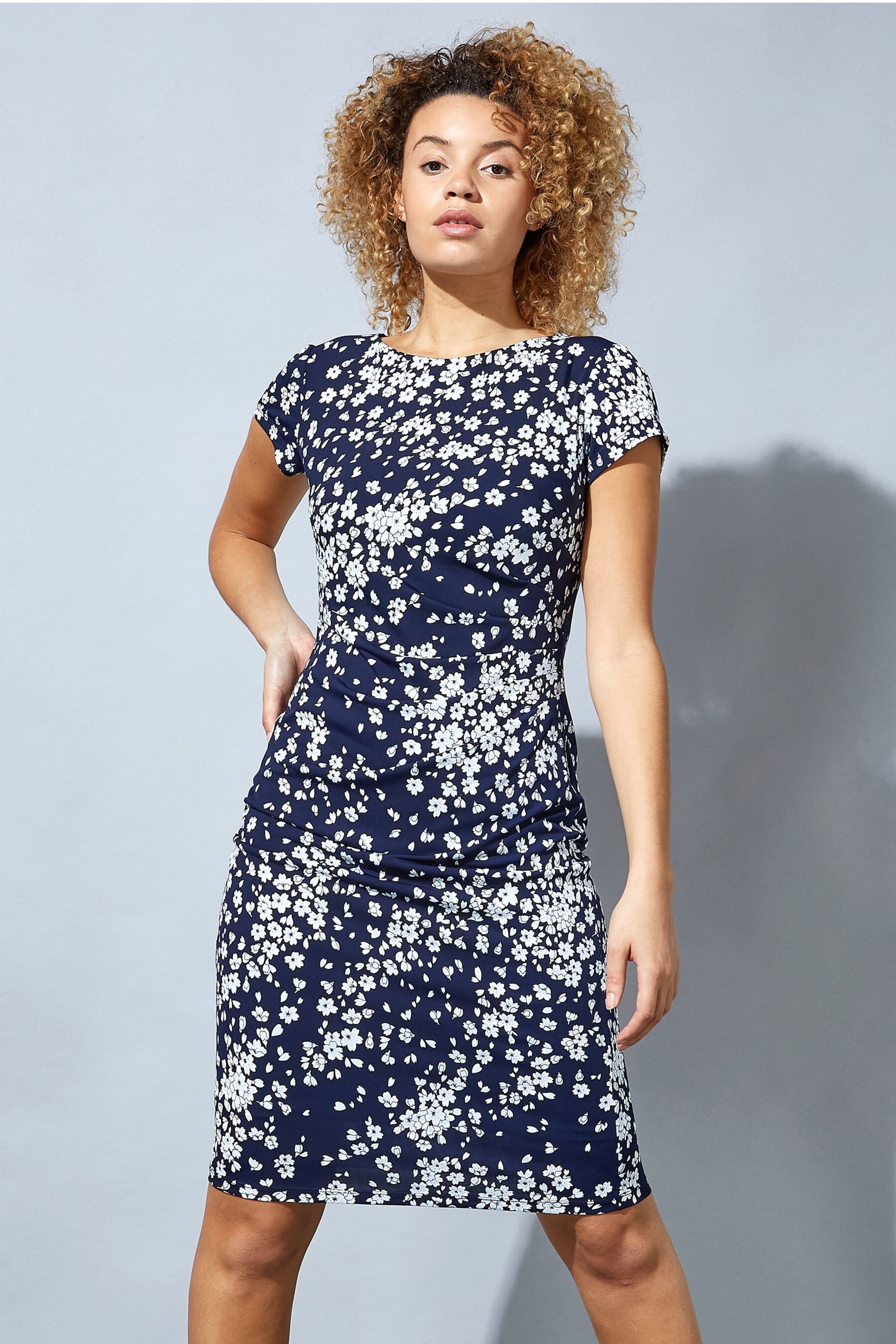 Navy top ditsy dress