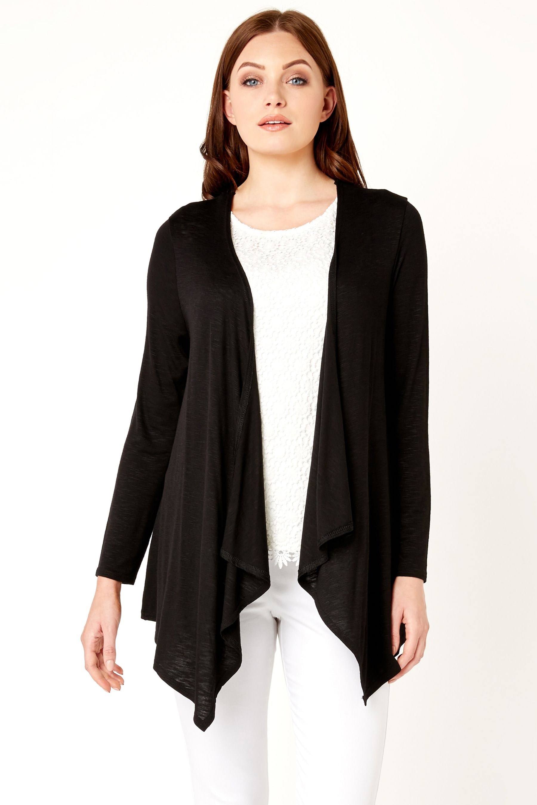 Ladies black hotsell waterfall cardigan