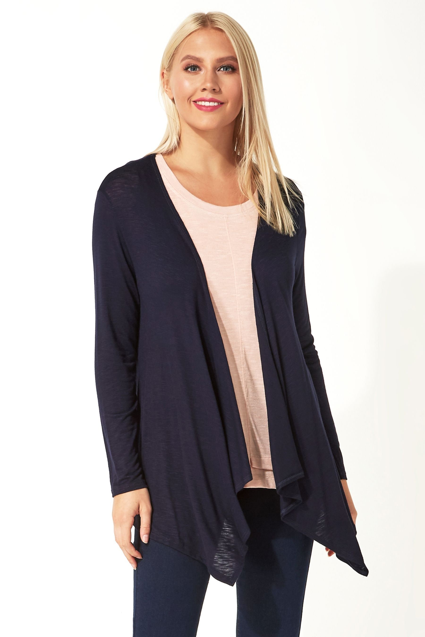 Roman Navy Waterfall Front Jersey Cardigan