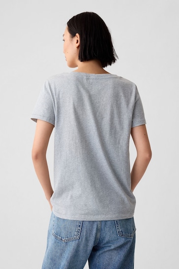 Gap Grey Organic Cotton Vintage Short Sleeve V Neck T-Shirt