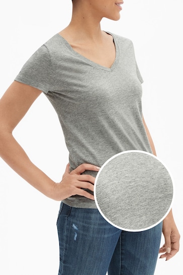 Gap Light Grey Favourite Short Sleeve V-Neck T-Shirt