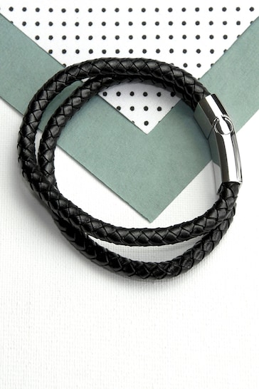 Personalised Dual Leather Bracelet by Treat Republic
