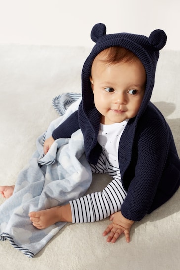 Gap Navy Blue Knitted Brannan Bear Cardigan - Baby (Newborn - 24mths)