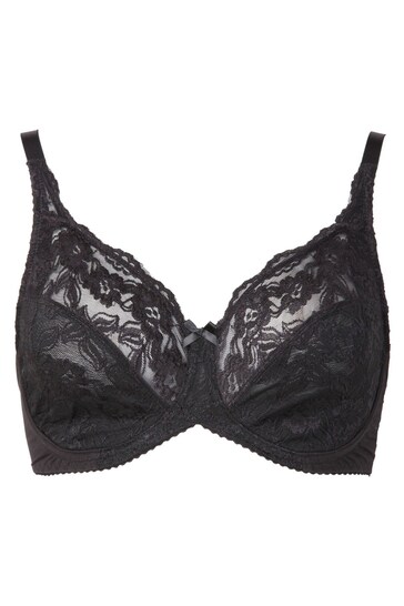Yours Curve Black Stretch Lace Non-Padded Underwired Bra