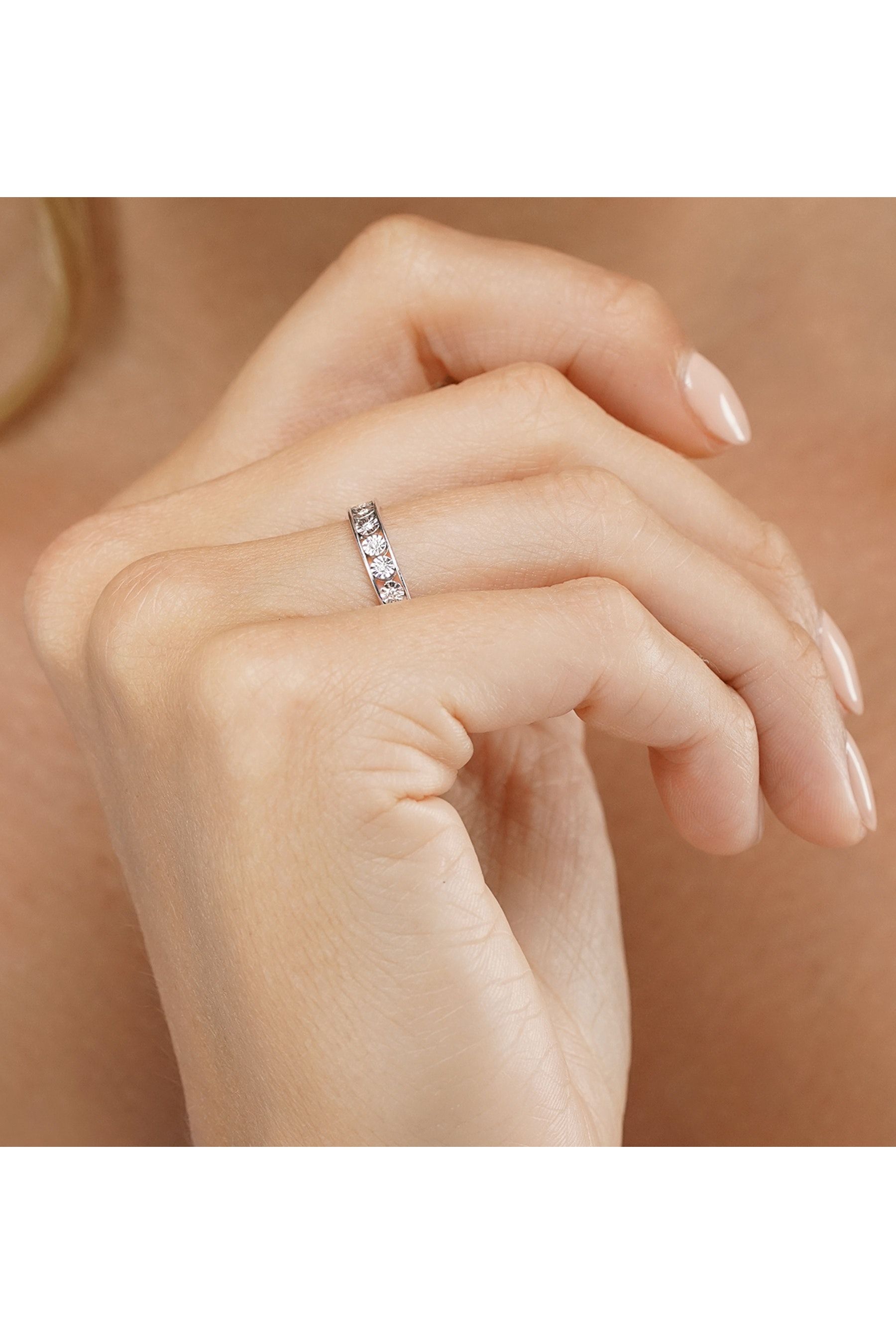 The Diamond Store Channel Set Lab Diamond Eternity Ring 0.05ct in 9K White Gold