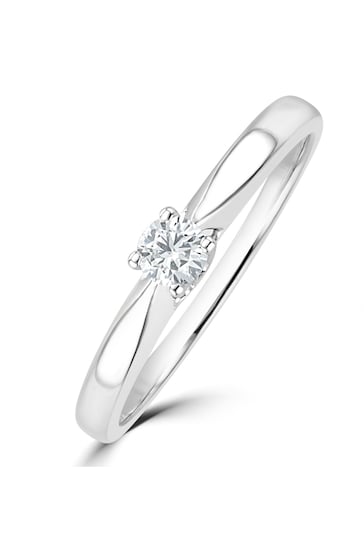 The Diamond Store Tapered Design Lab Diamond Engagement Ring 0.15ct H/Si in 925 Silver