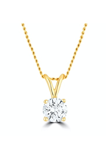 The Diamond Store Lab Diamond Solitaire Necklace Pendant 0.25ct H/Si in 9K Gold