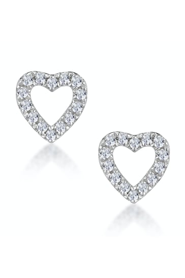 The Diamond Store Stellato Diamond Heart Earrings in 9K White Gold