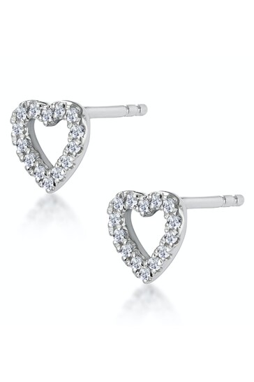 The Diamond Store Stellato Diamond Heart Earrings in 9K White Gold