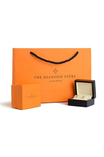 The Diamond Store 9K Gold Stellato Diamond Encrusted Hoop Star Earrings 0.12ct