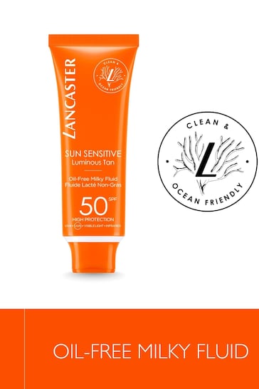 Lancaster Sun Sensitive Oil-Free Milky Face Fluid Sunscreen & Sun Protection Cream SPF50 50ml