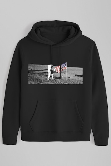 All + Every Black NASA Moon Landing Flag Women's Hooded Sweatshirt