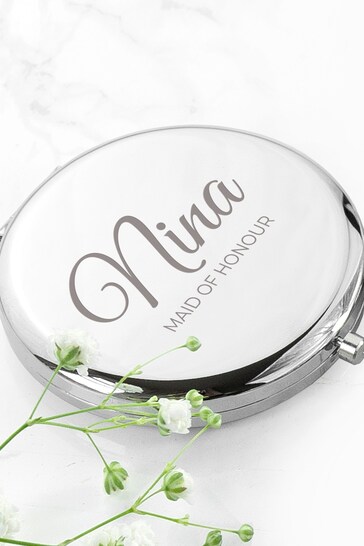 Personalised Round Compact Mirror by Treat Republic