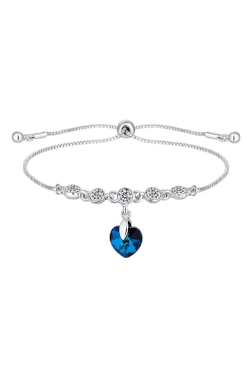 Jon Richard Blue Silver Plated Bermuda Blue Heart Toggle Bracelet