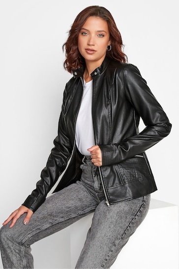 Buy Long Tall Sally Black Faux Leather Funnel Neck Jacket from the Next ...