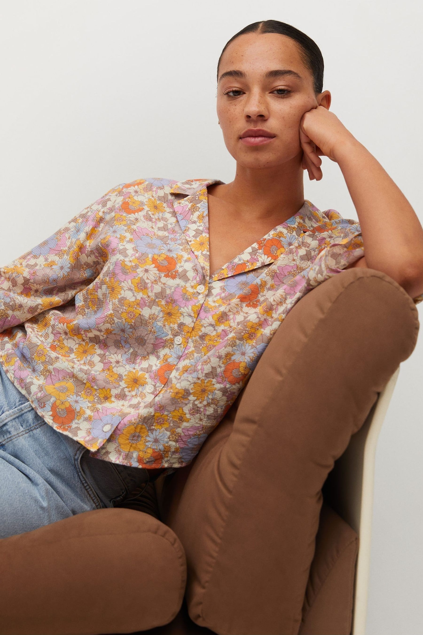 printed flowy shirt mango