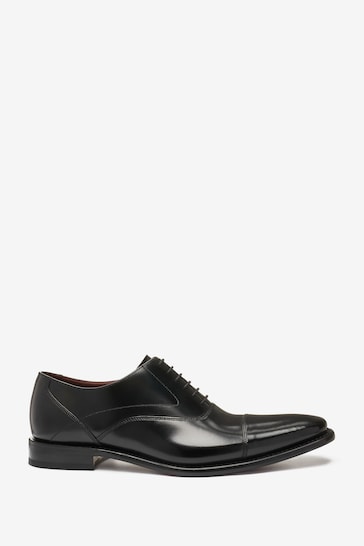 Loake Black Sharp Polished Leather Toe Cap Oxford Shoes