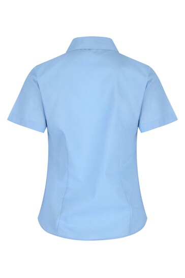 Trutex Blue Revere Non Iron Short Sleeve Fitted Blouses 2 Pack