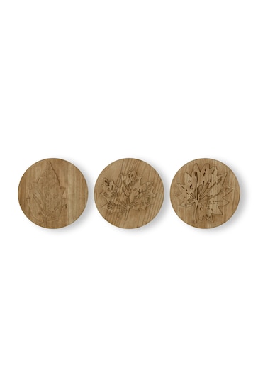 Art For The Home Natural Wood Leaves Trio Art