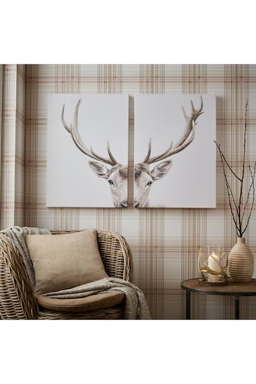 Art For The Home Set of 2 Natural Regal Stag Canvases