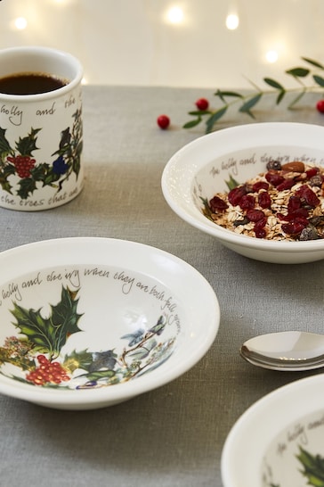 Portmeirion Set of 6 White Holly & Ivy Oatmeal 6 Inch Bowls