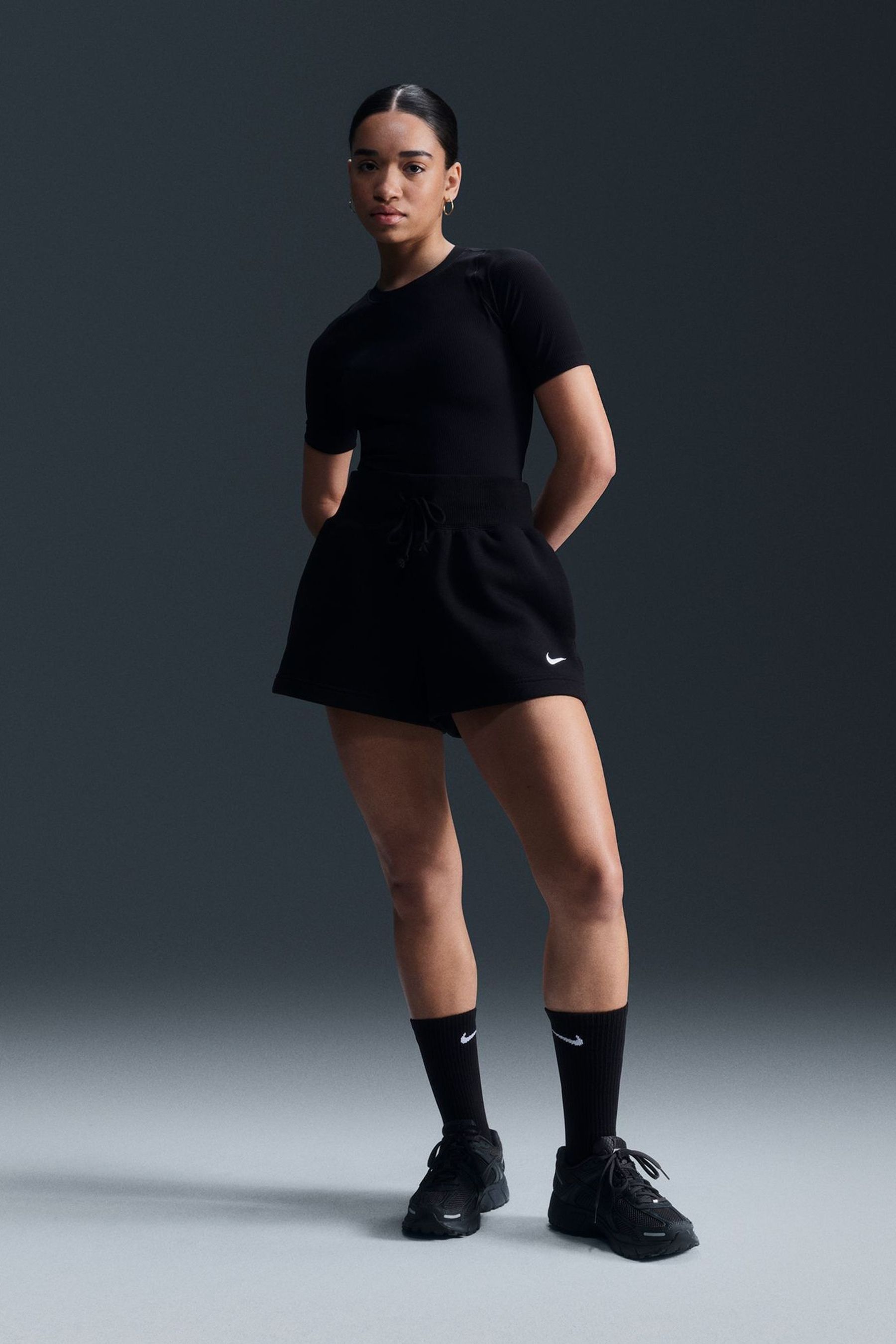 Black high waisted loose shorts new arrivals