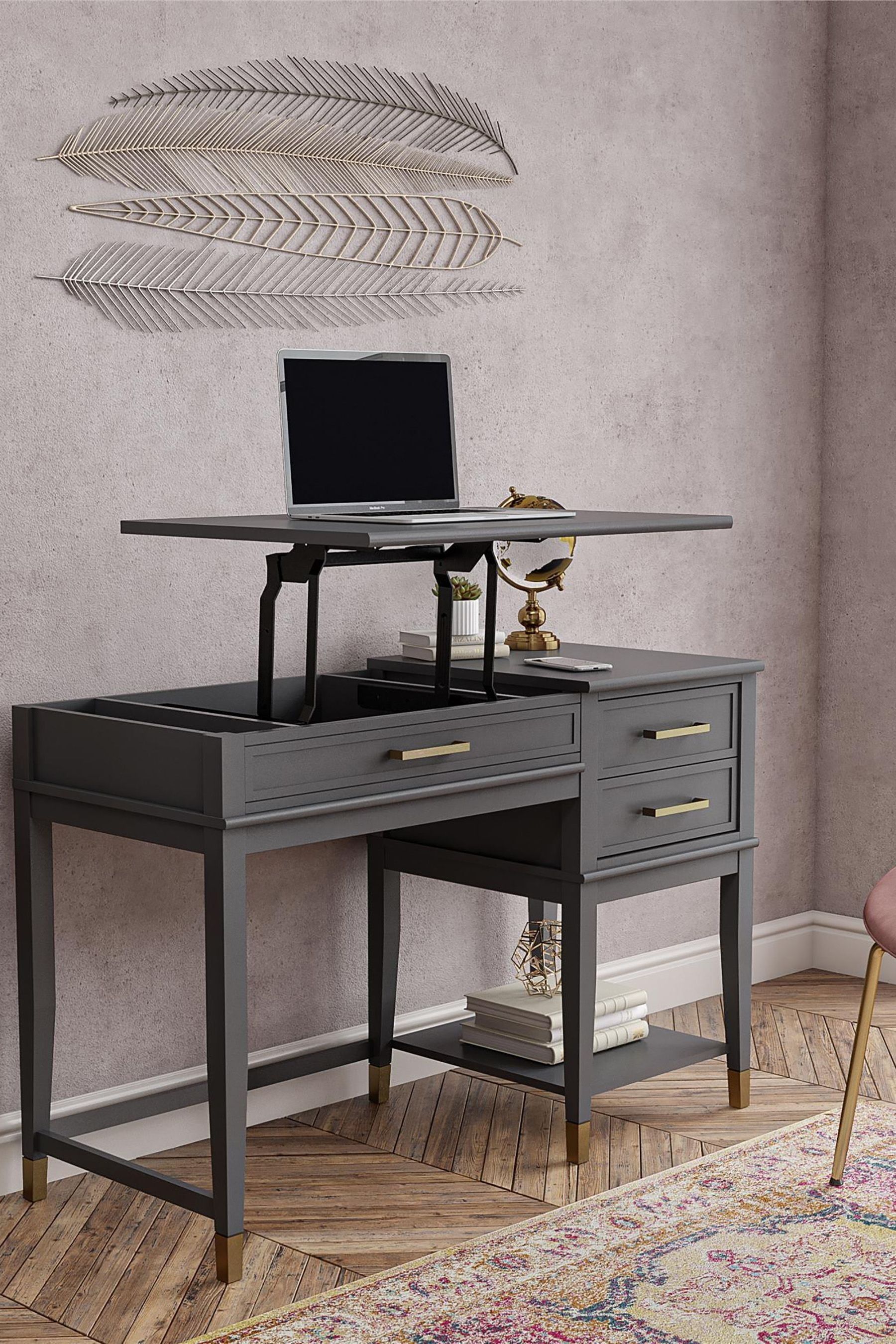 CosmoLiving Graphite Grey Westerleigh Lift Top Computer Desk