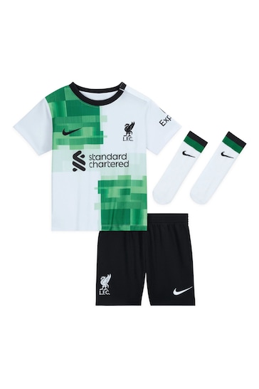 Nike White Liverpool FC 2023/24 Away 3 Piece Football Kit