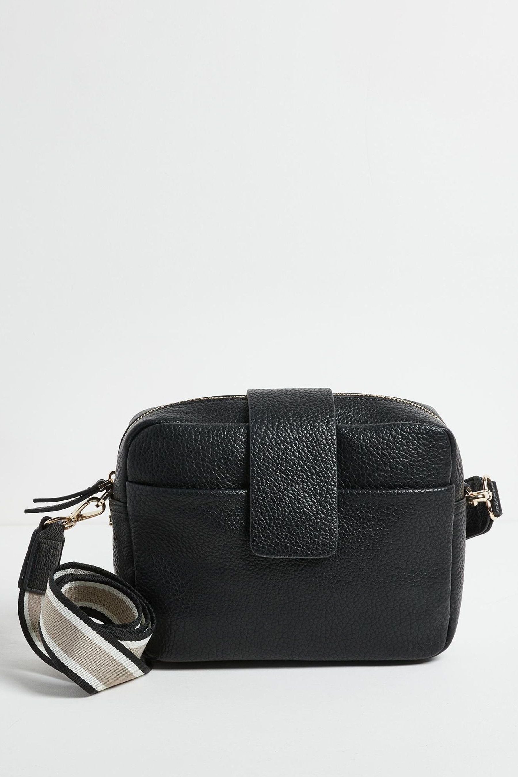 Buy Oliver Bonas Womens Black Eve Beige Strap Crossbody Bag from