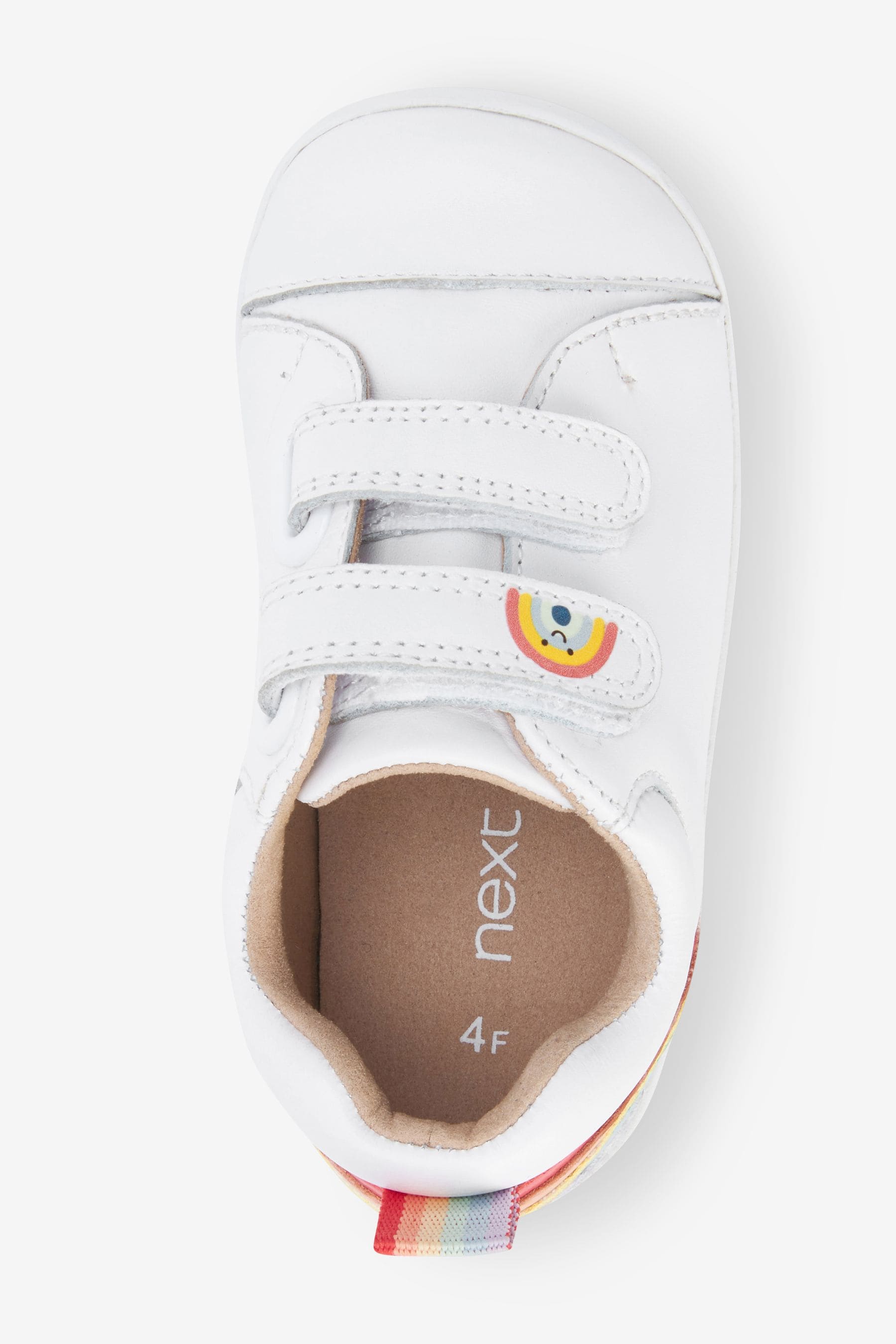 White Leather Wide Fit G First Walker Rainbow Trainers