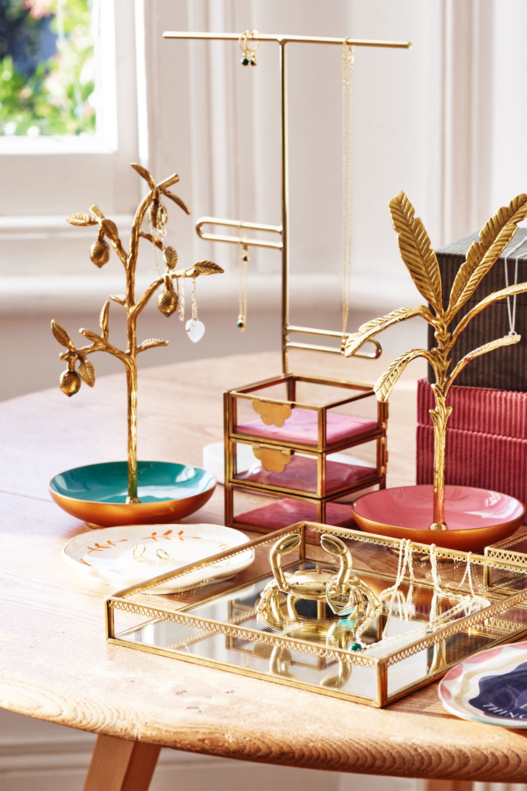 Oliver Bonas Blue Lemon Tree Gold Jewellery Stand