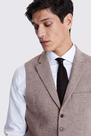 MOSS Slim Fit Stone Donegal Suit: Waistcoat