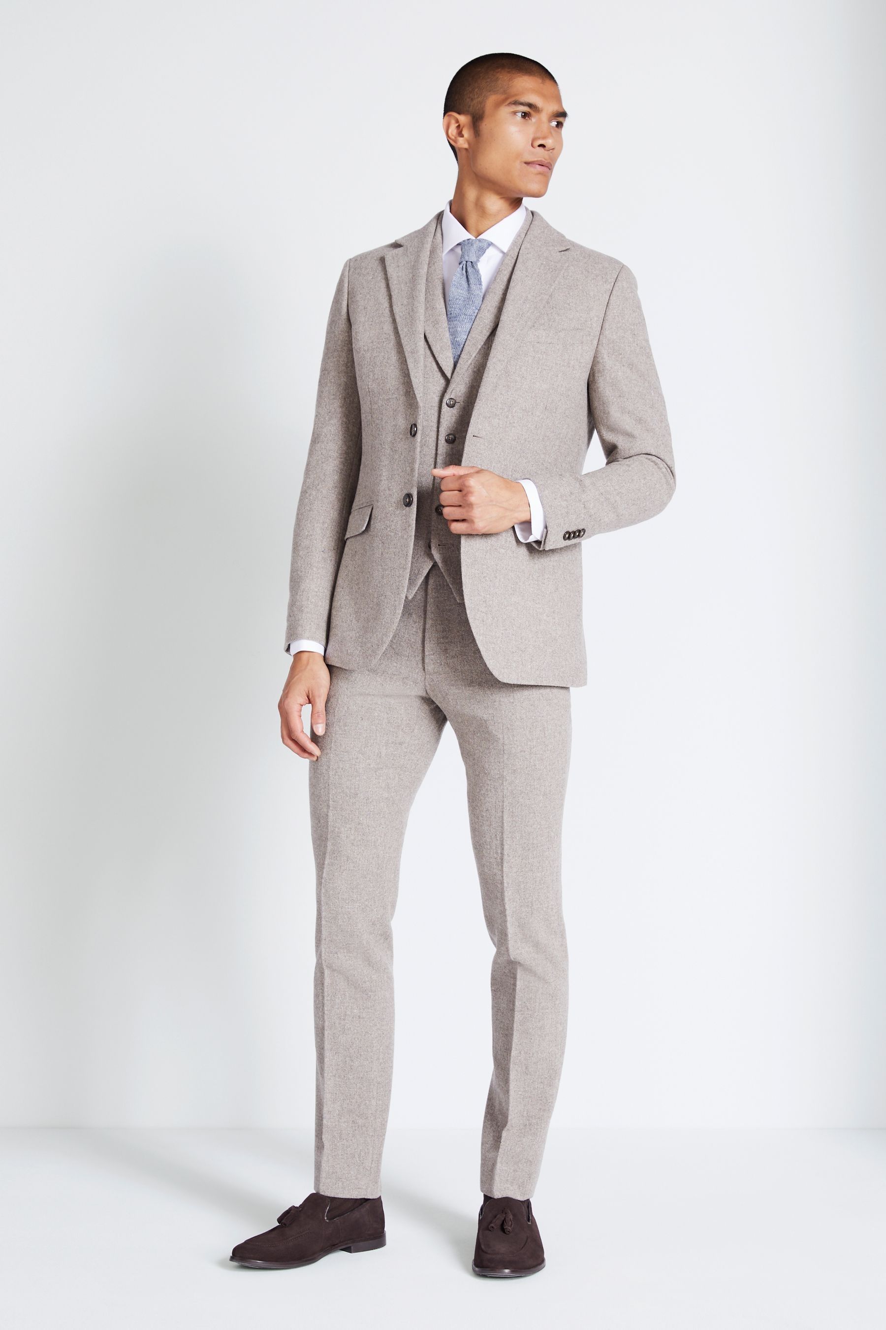 Buy MOSS Slim Fit Stone Donegal Tweed Suit Jacket from the Next
